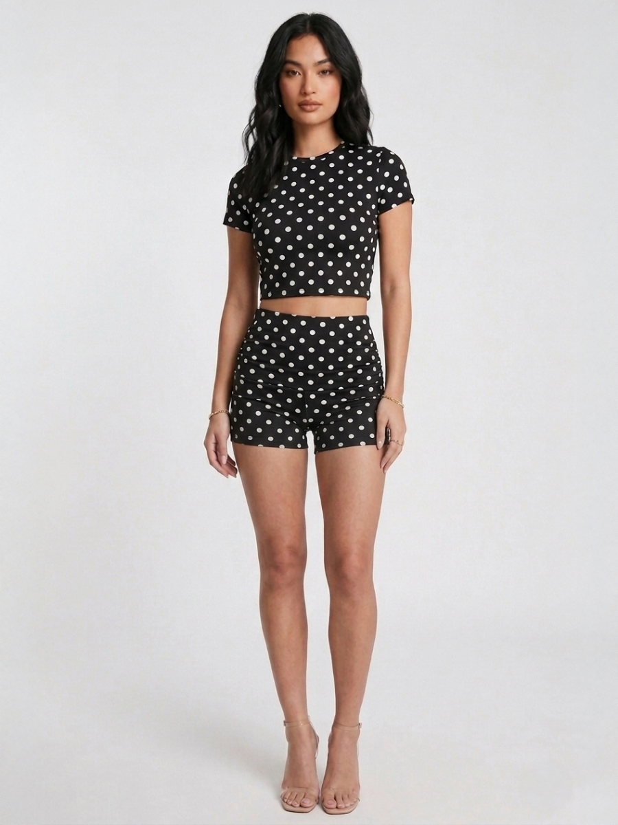 Polka Dot Crop Top & Shorts Co-Ord