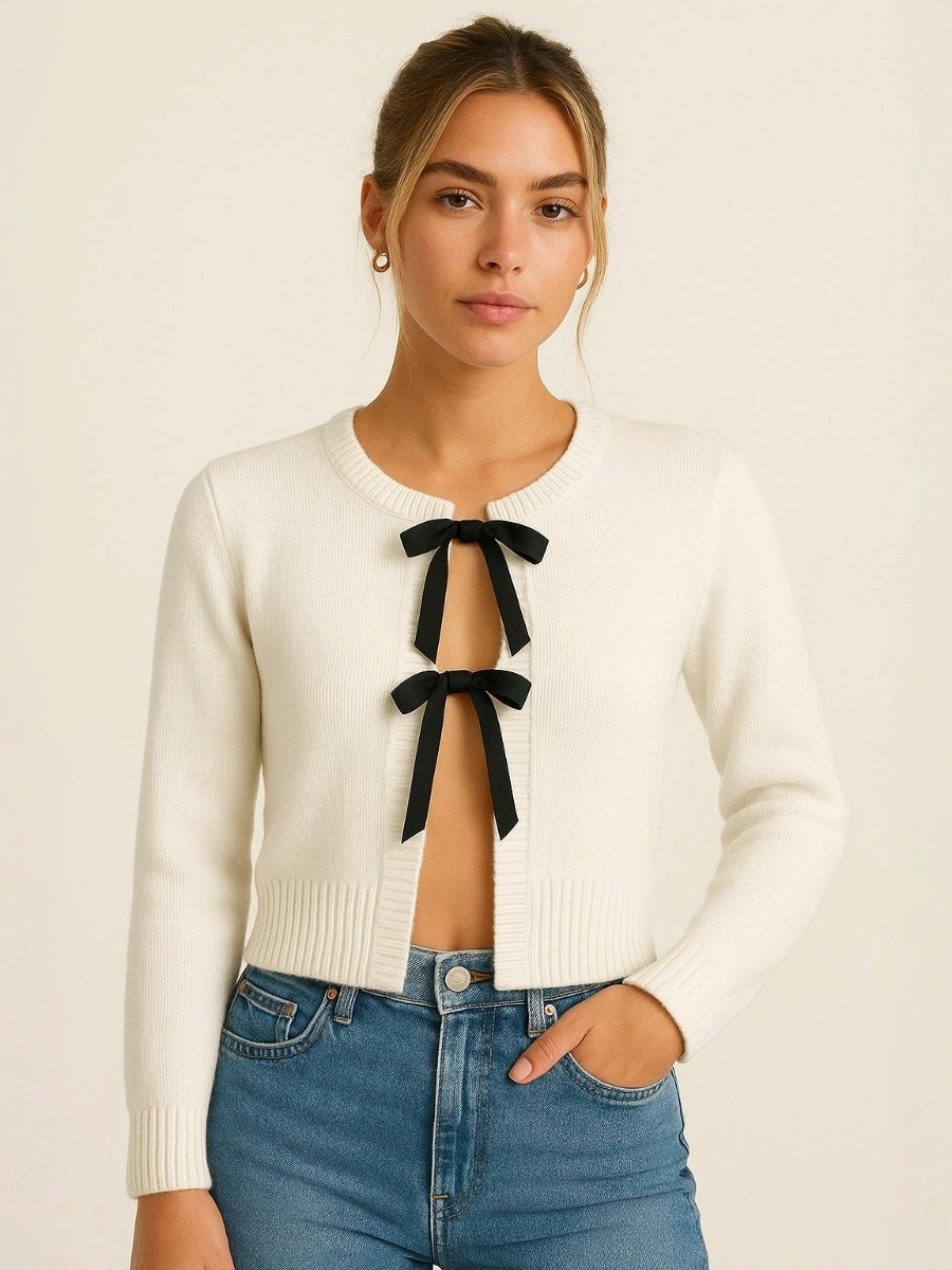 Knitted Lace Up Cardigan