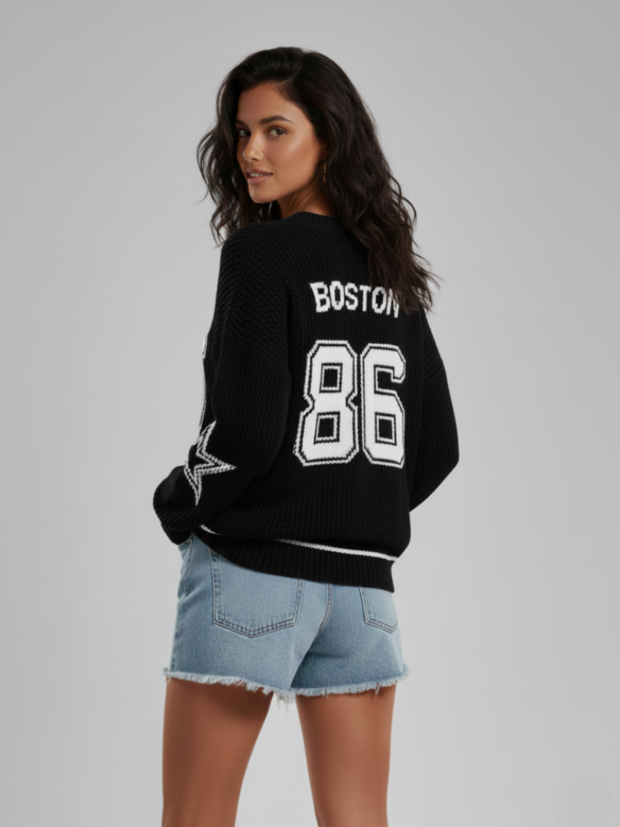 Fishnet Knitted V-Neck Jumper