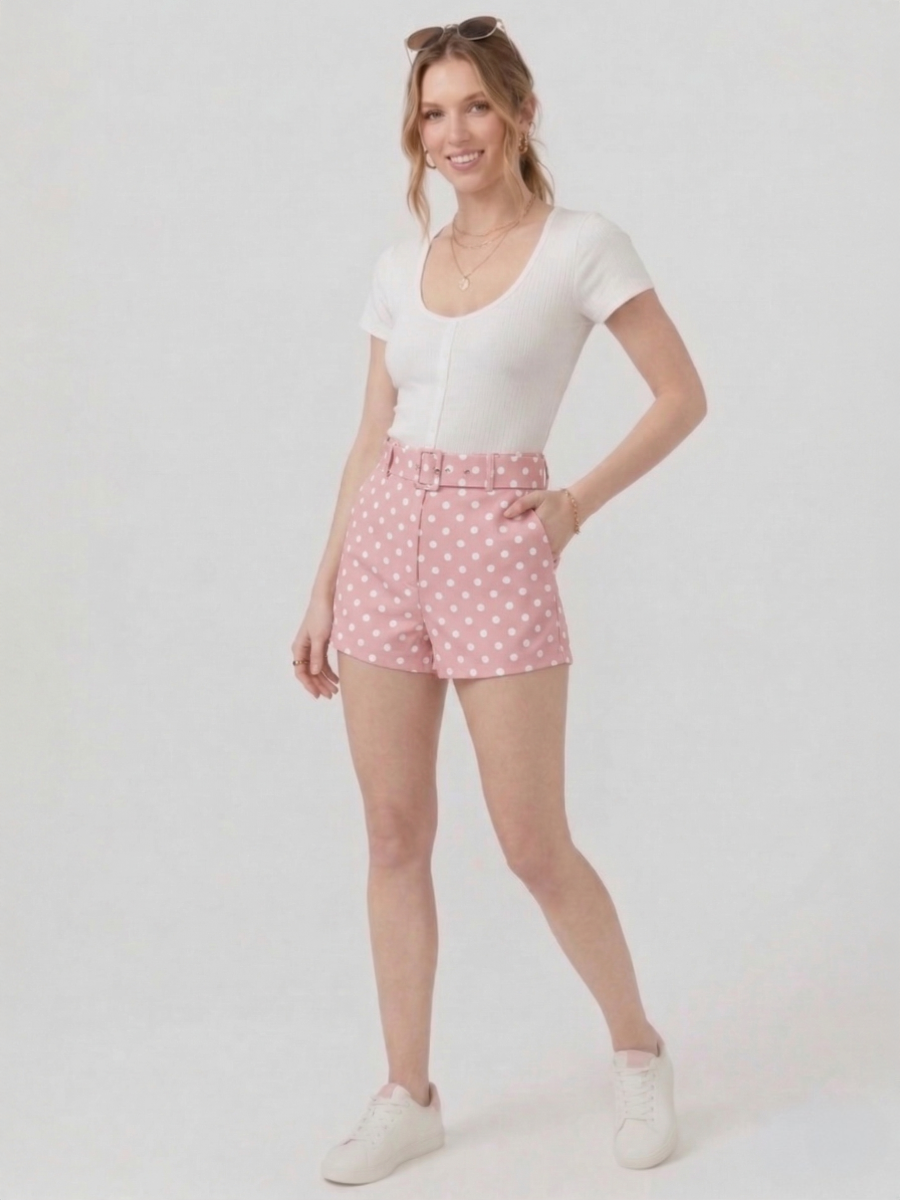 Polka Dot Shorts With Belt