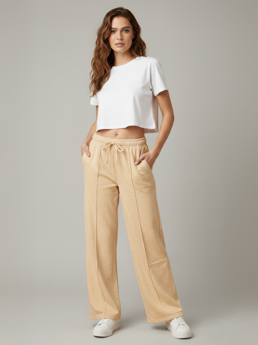 Loopback Seam Detail Wide Leg Jogger
