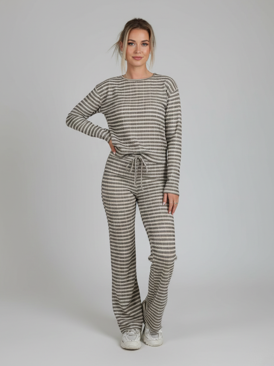 Stripe Long Sleeve Top and Trouser Set