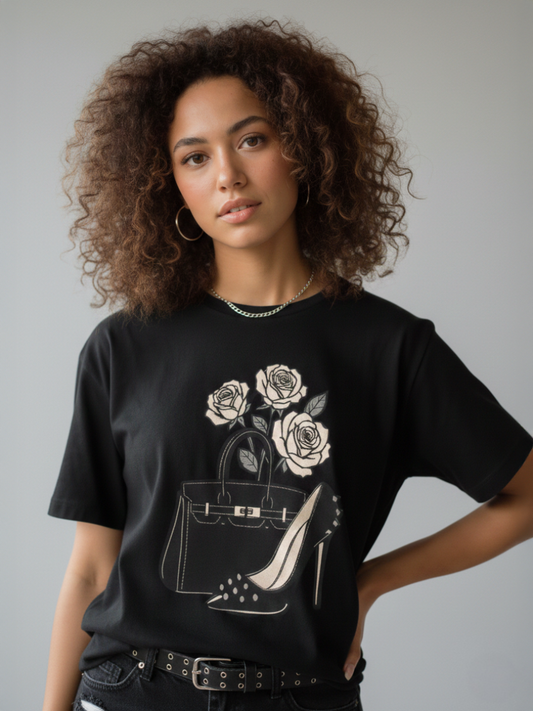 Luxe Bloom Graphic Printed T-Shirt