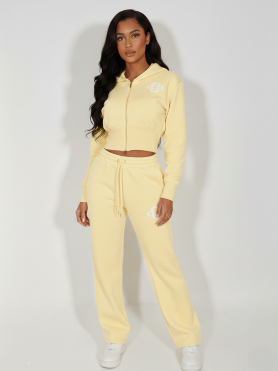 Cropped Hoodie and Jogger Fleece Co-Ord