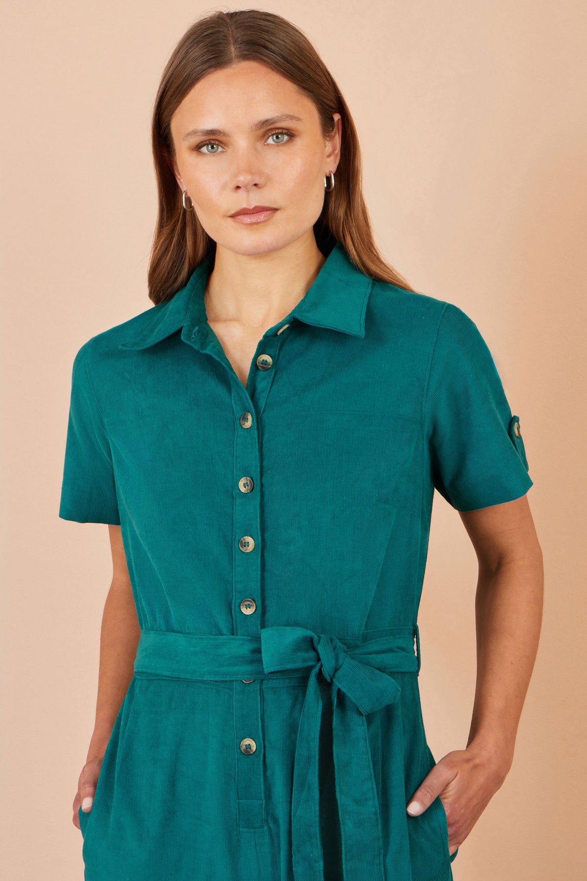 Yumi Teal Cord Relaxed Jumpsuit