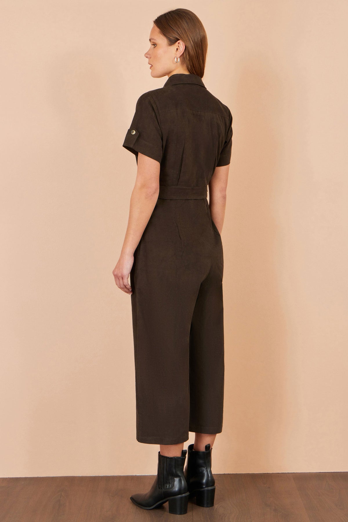 Yumi Brown Cord Relaxed Jumpsuit
