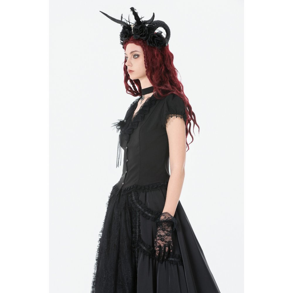 Dark in Love Courtly Cross Gem Gothic Blouse