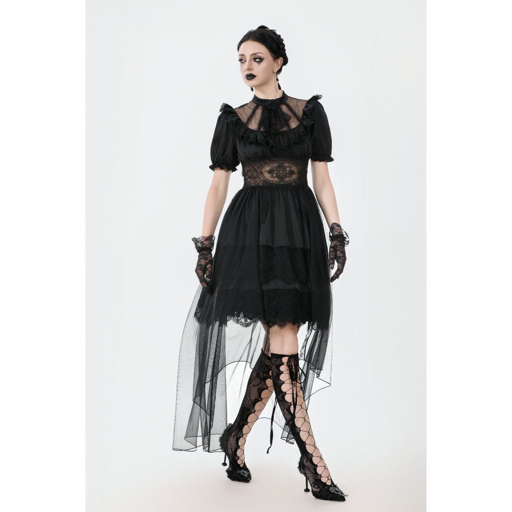Dark in Love Ebon Rose High-Low Mesh & Lace Goth Dress