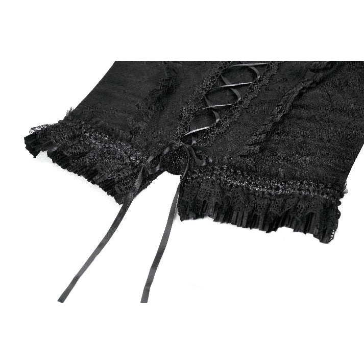 Dark in Love Black Lace Court Lace-Up Camisole