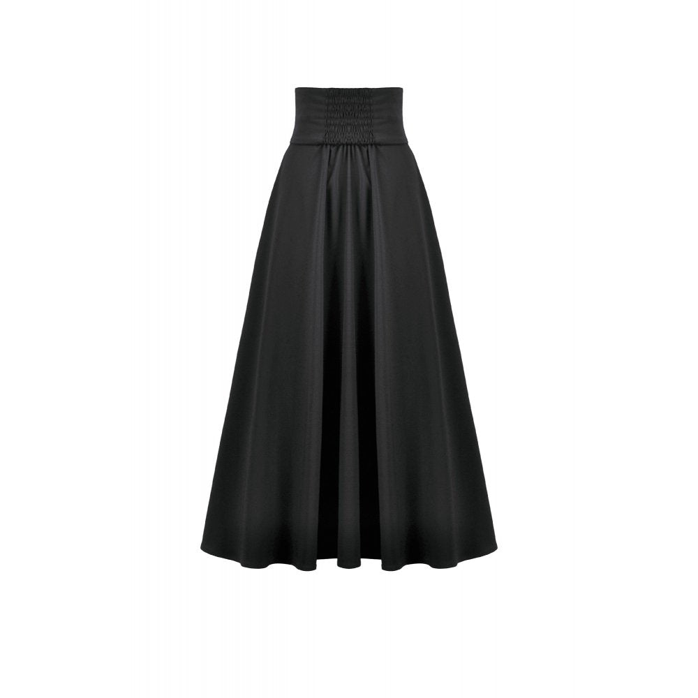 Dark in Love Dalaria High Waist Gothic Long Skirt - Lace Inset Panel