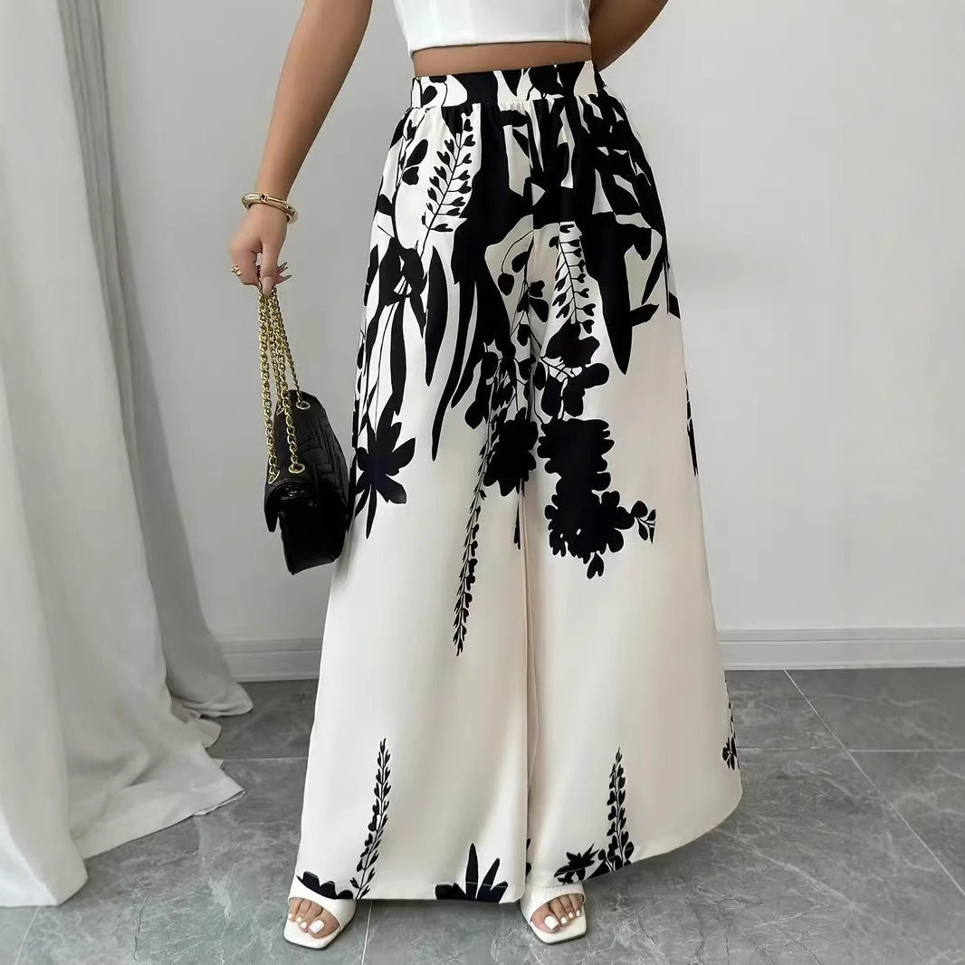 Women’s Casual Printed Pants – Lace-up Waist Slim Fit Summer Fashion