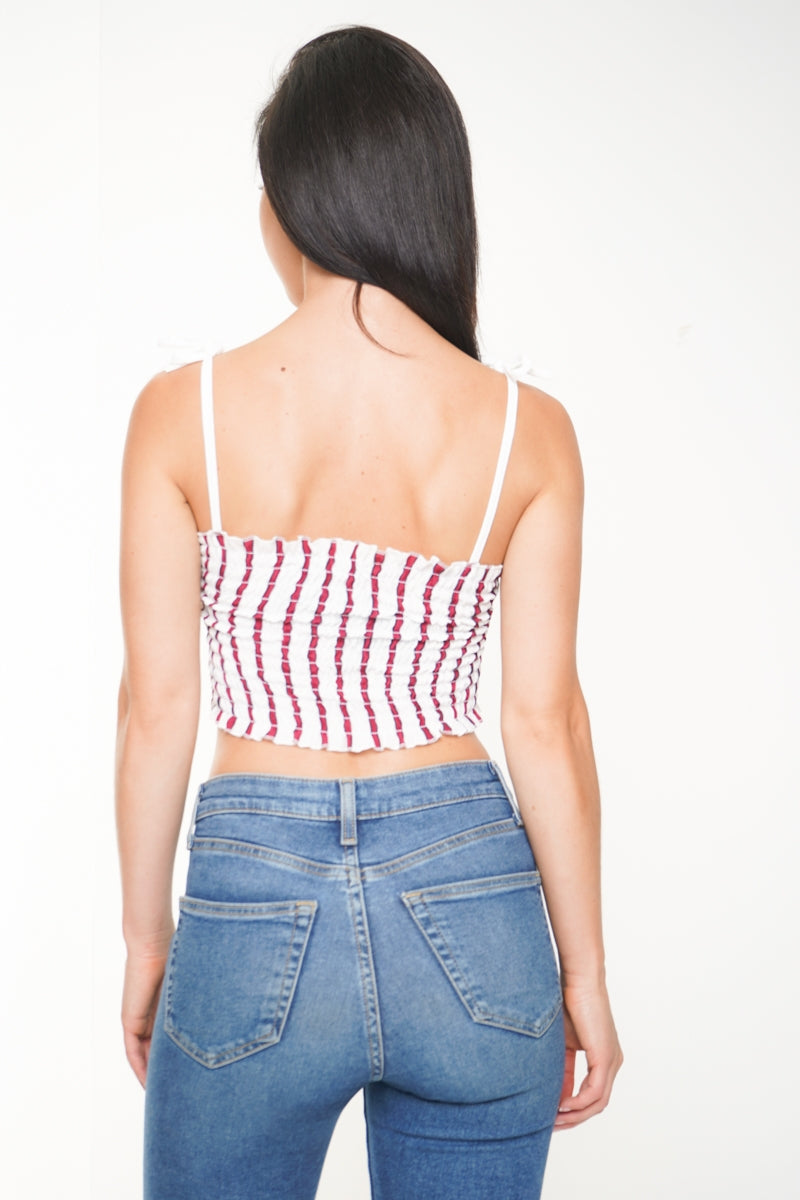 Striped Smocked Crop Top