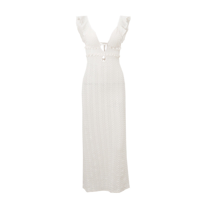 Women's V-neck Knitted Pure Desire Dress Slim Backless