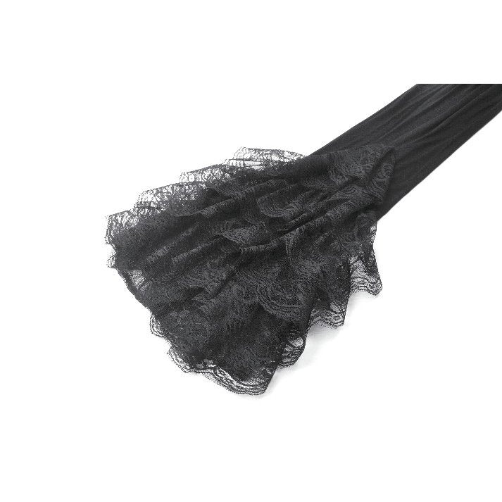 Dark in Love Goth Flare Leggings with Lace Frills
