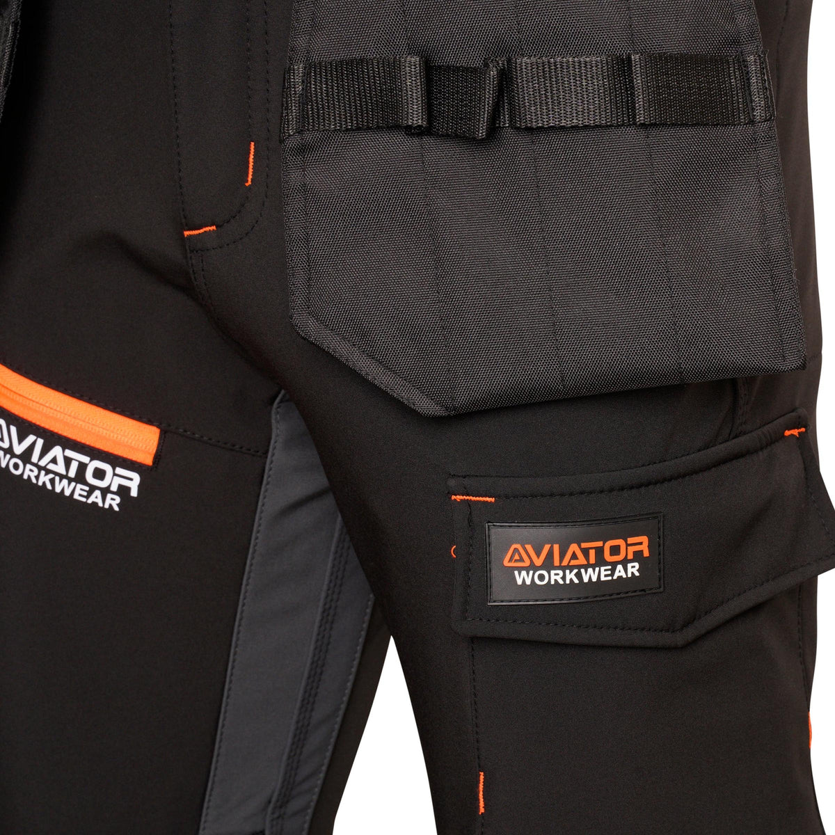 Mens Softshell Waterproof Cargo Workwear Trousers - Fleece Lined