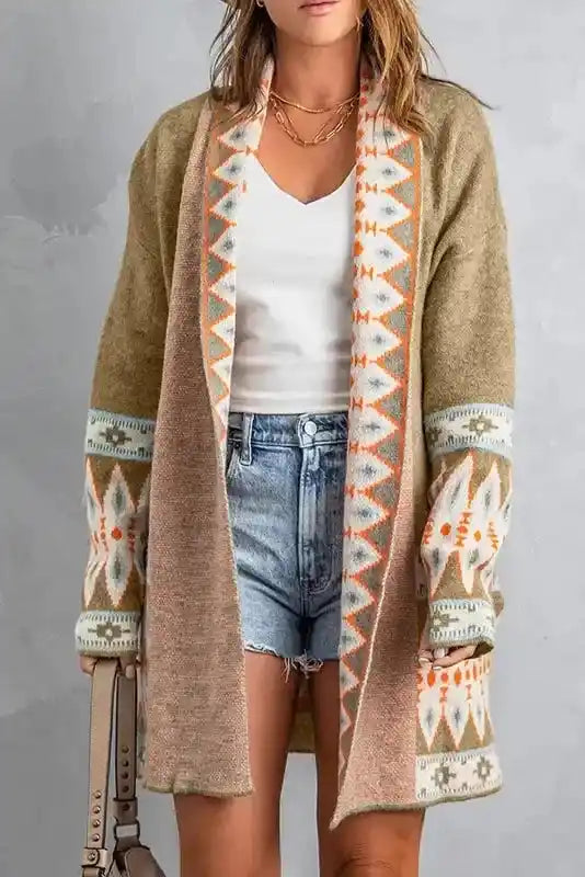Aztec Print Duster Cardigan Women UK