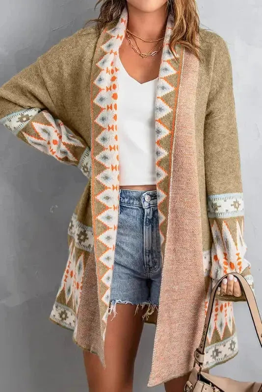 Aztec Print Duster Cardigan Women UK