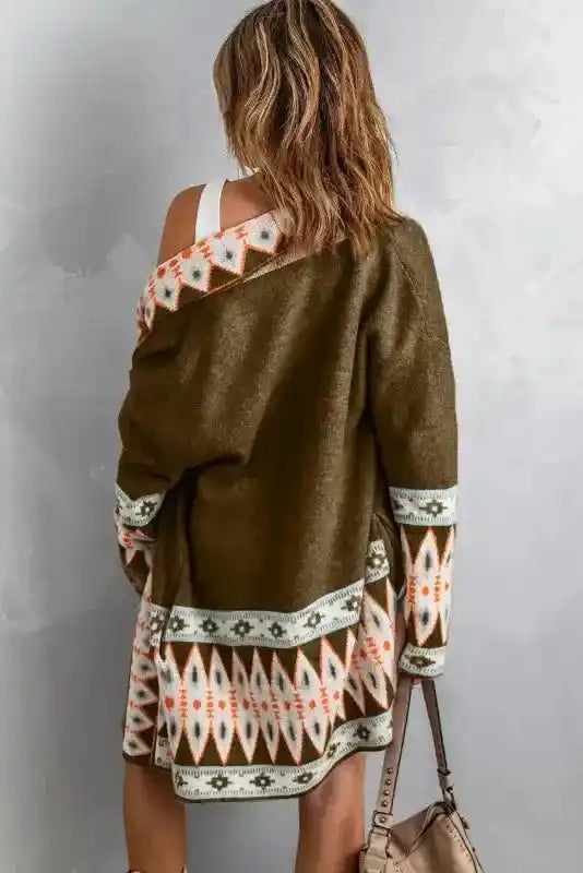 Aztec Print Duster Cardigan Women UK