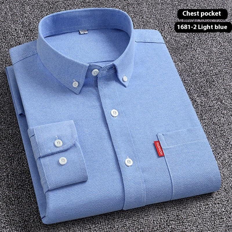 Men's Premium Oxford Cotton Shirt - Long Sleeve Button Down Dress Shirt