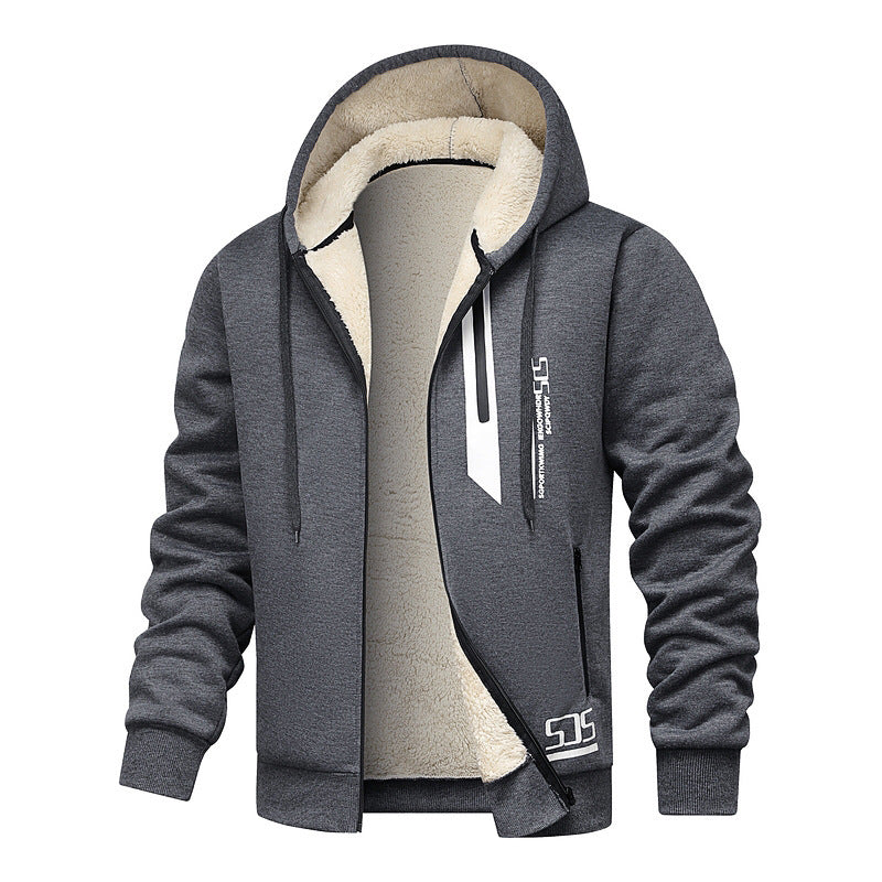 Men's Cashmere Fleece-Lined Thickened Hoodie Jacket