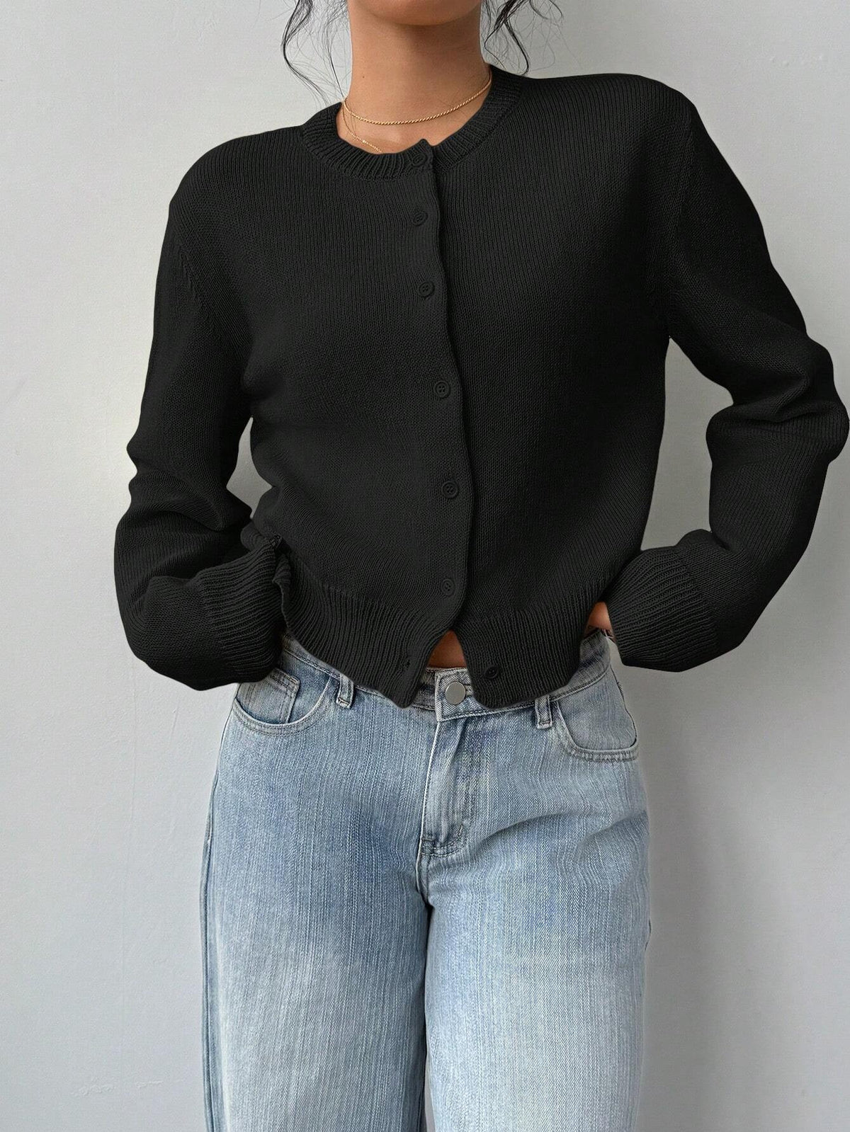 Chic Long Sleeved Knitted Cardigan Fashion Slim Solid Color Short Sweater For Women Clothing