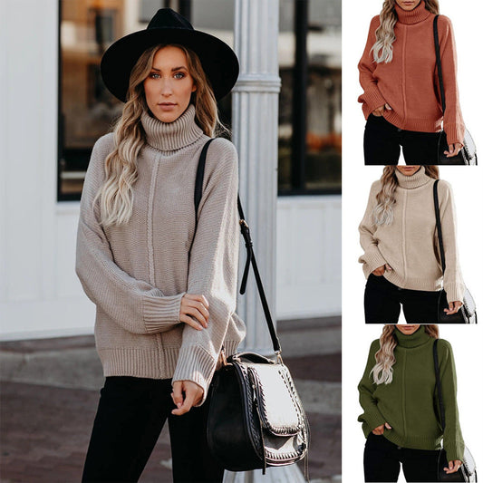 Turtleneck Loose OL Commuter Knit Sweater Plus Size Fashion Sweater Women