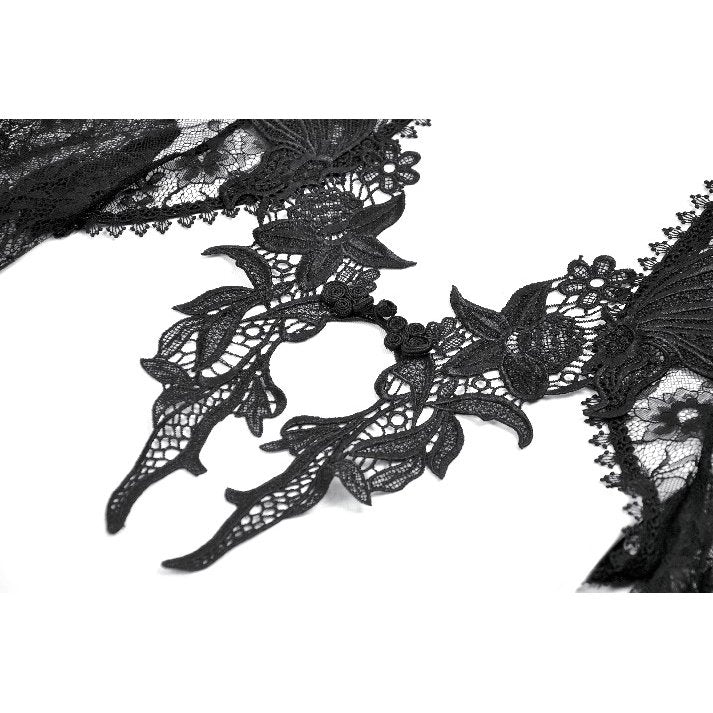 Dark in Love Gothic Deep-V Lace Bell Sleeve Cape