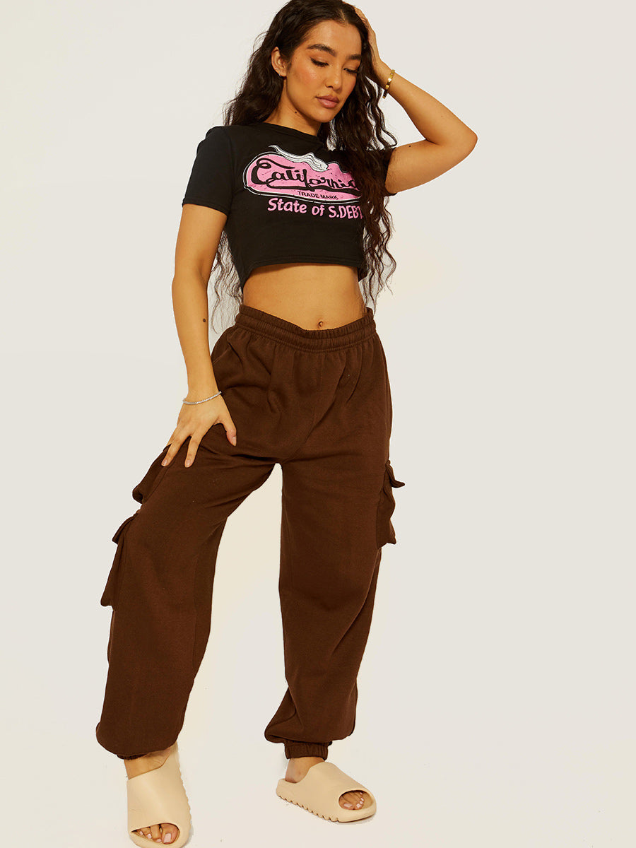 California Graphic Print Crop Top