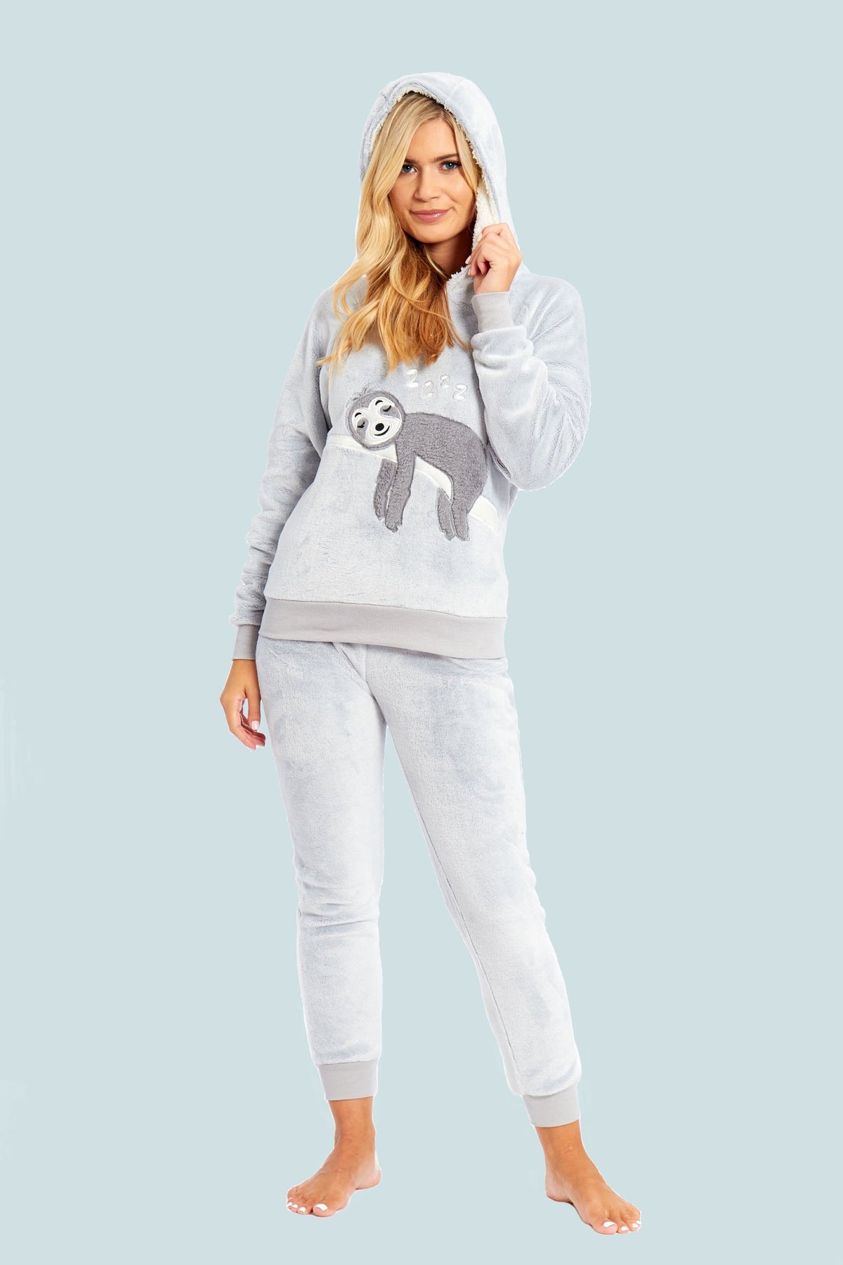 Matching Mother & Daughter Sloth Fleece Pyjamas | Elvoro