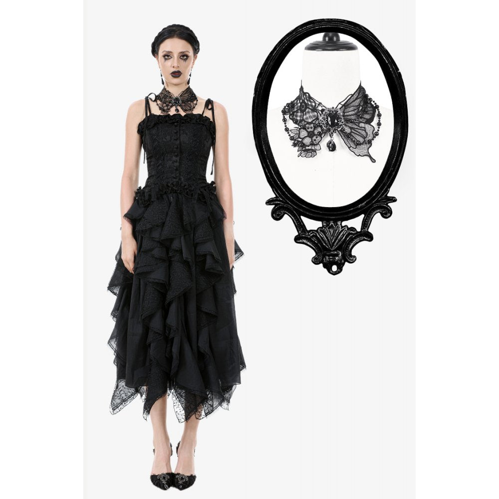 Dark in Love Lysandra Butterfly Lace Beaded Collar
