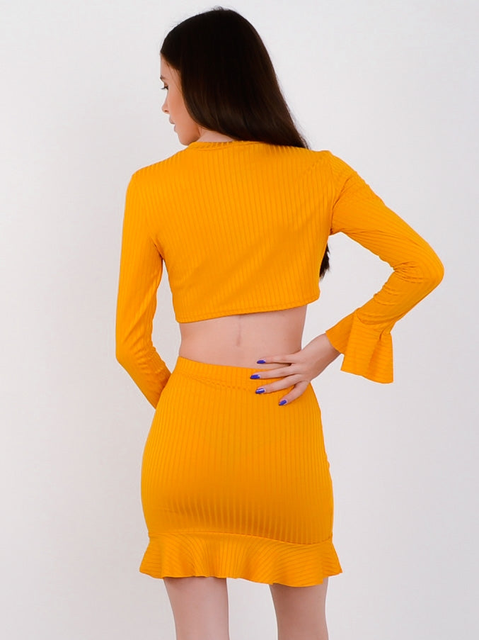 Ribbed Crop Top & Frill Skirt Co-ord