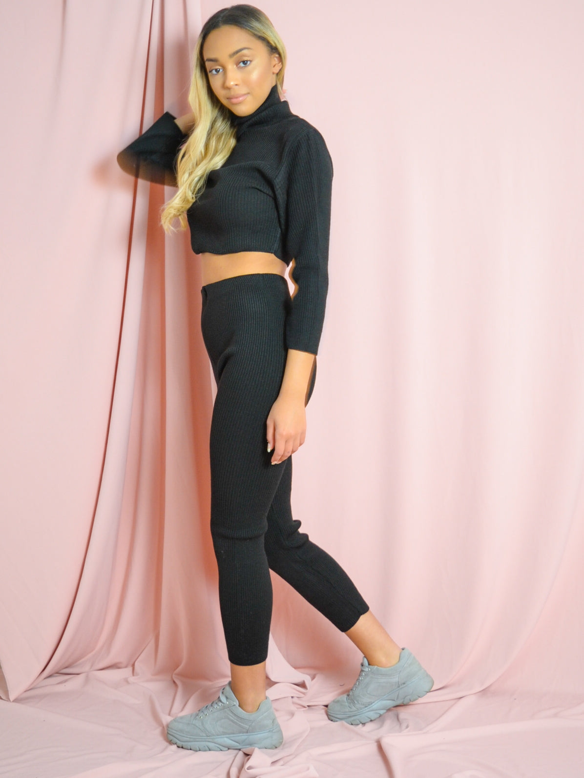 Roll Neck Knitted Ribbed Co-ord
