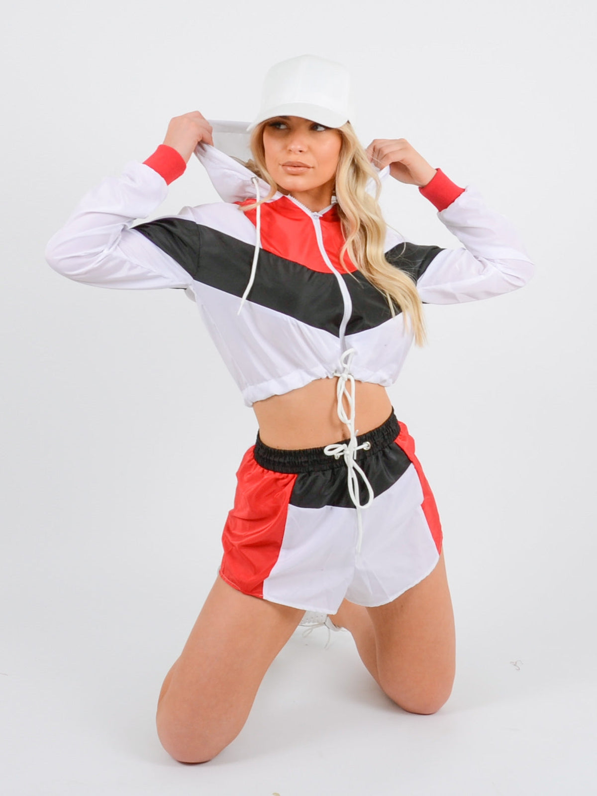 Colour Block Cropped Jacket & Shorts Co-ord
