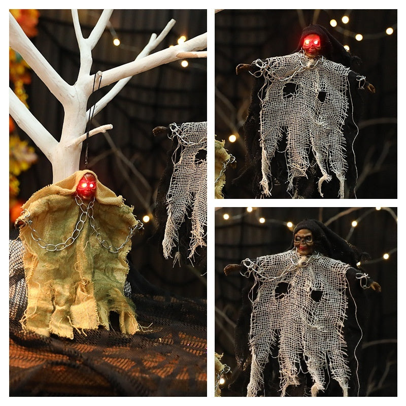 Halloween Hanging Ghost Iron Chain Glowing Skull Decorative Ornaments