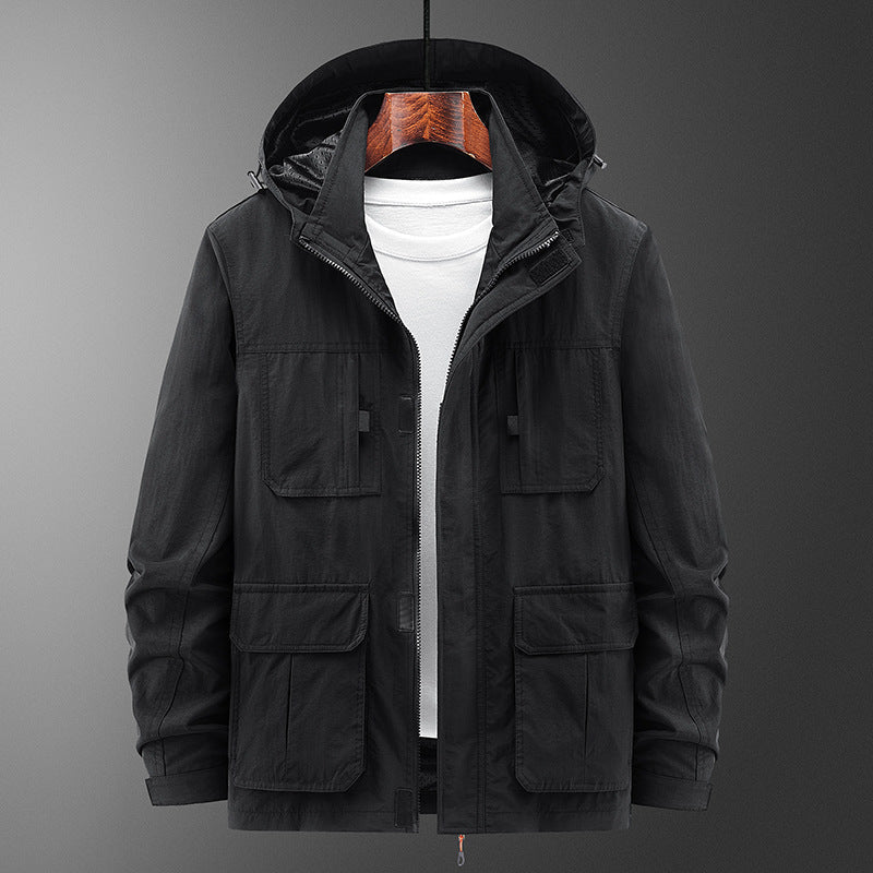 Men’s Fashion Casual Loose Outdoor Shell Jacket – Lightweight Windbreaker Coat