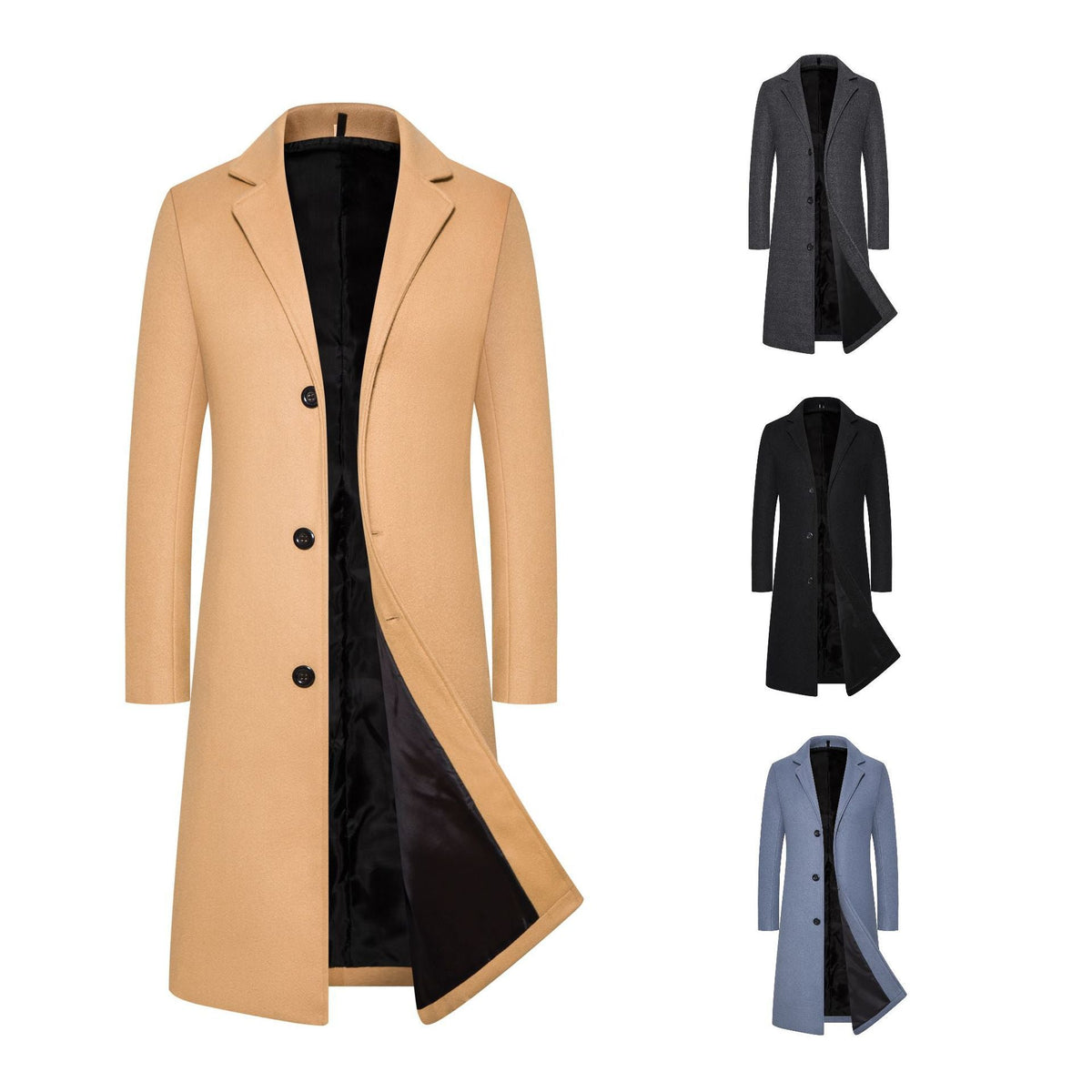 Men's Wool Mid-length Thickened Trench Coat