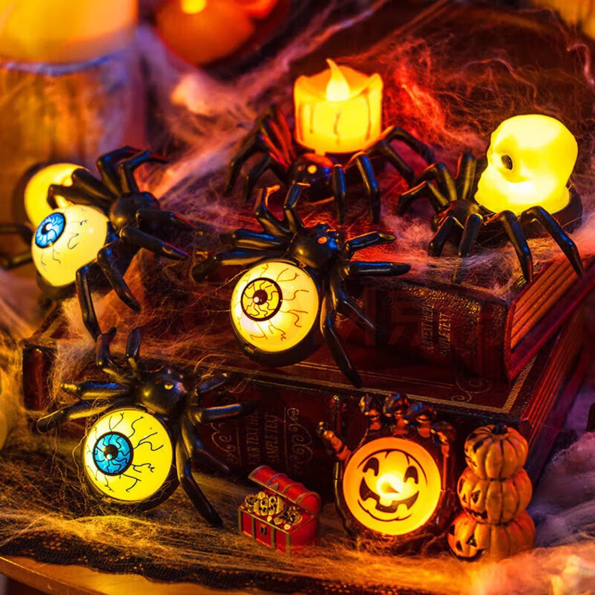 Halloween Pumpkin Spider Candle Light Decoration Props