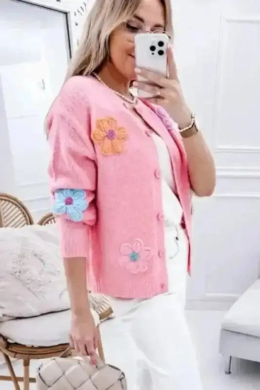 Flower Patch Knit Cardigan Women UK