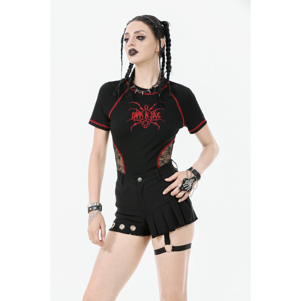 Dark in Love Gwen Pleated Garter Shorts