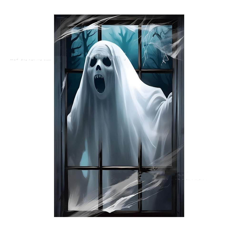 3D Holiday Window Cover Witch Halloween Window Cover