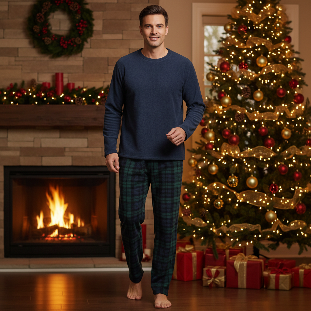 Men's Green Fleece Pyjama Set