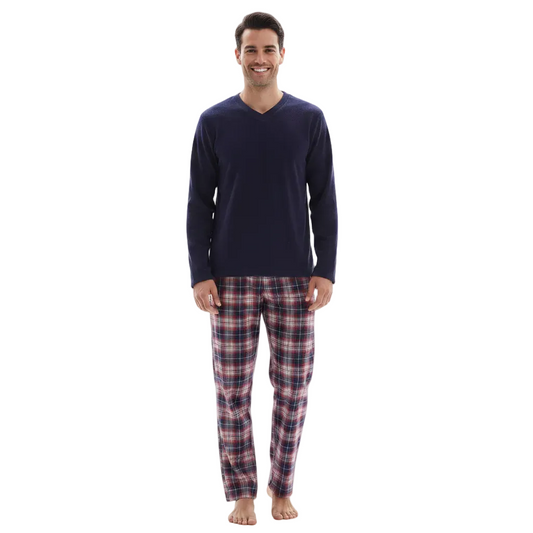 Men's Cozy Pajama Set - Ultimate Comfort with Fleece Top and Flannelette Pants