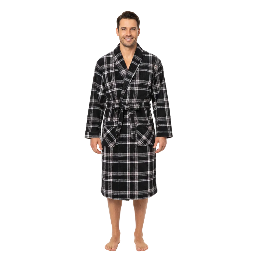 Men's Check Fleece Dressing Gown