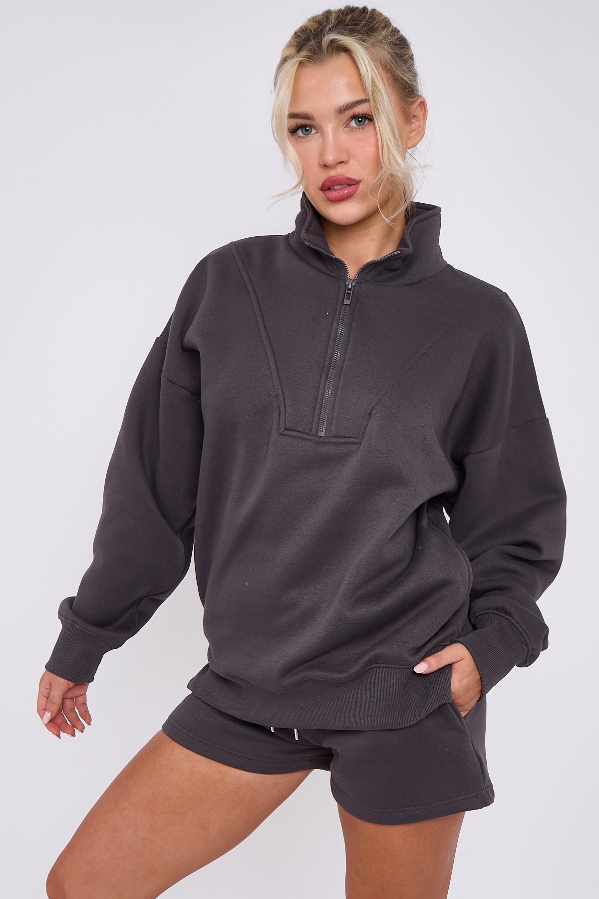 1/2 Zip Top & Shorts Fleece Co-ord