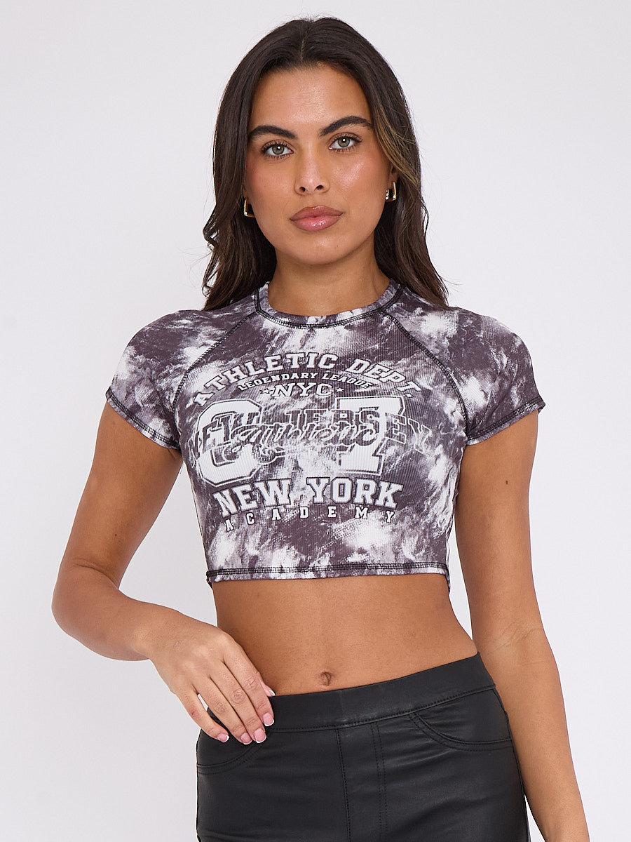 Athletic Dept. Graphic Ribbed Tie-Dye Crop Top