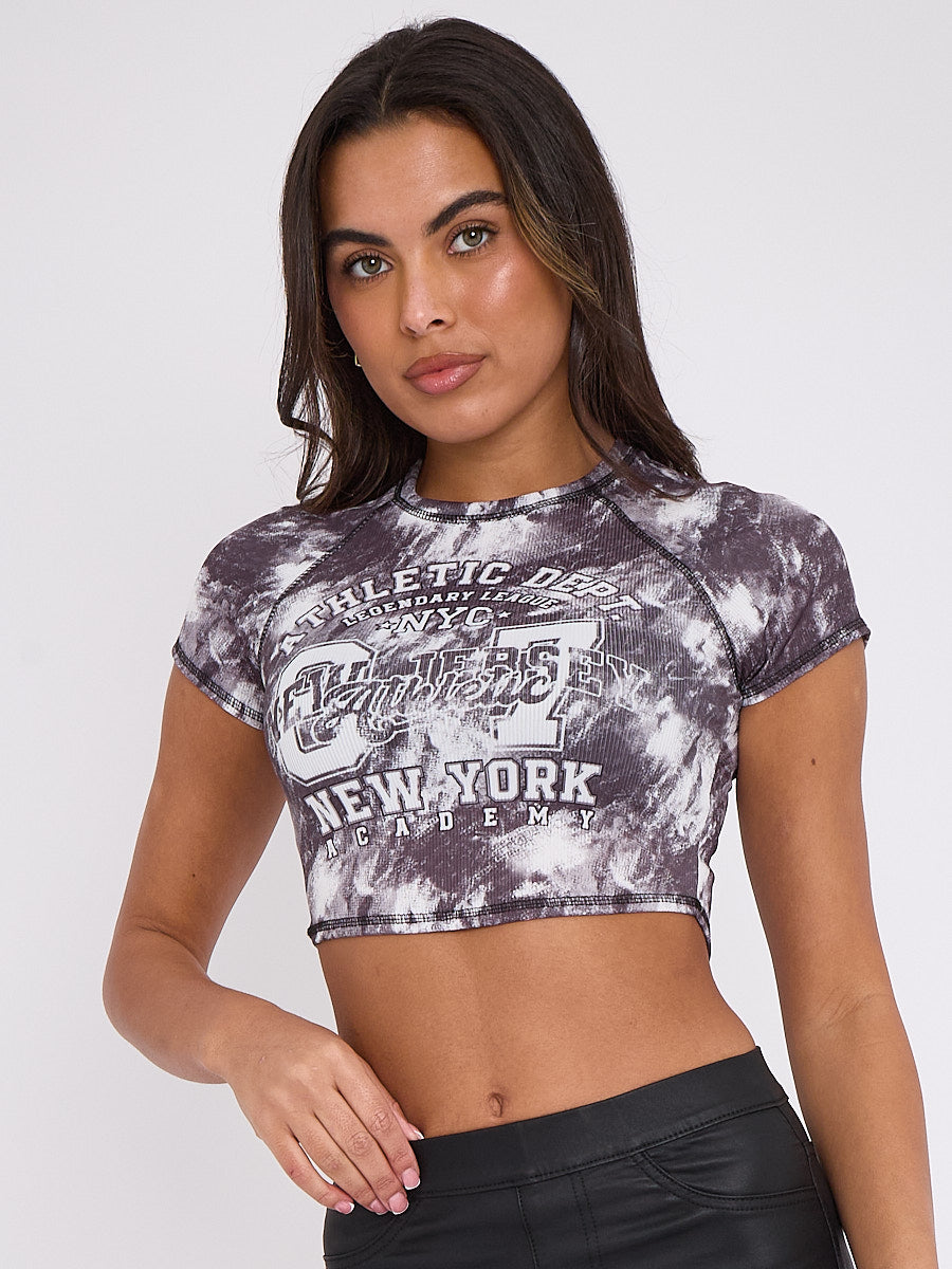 Athletic Dept. Graphic Ribbed Tie-Dye Crop Top
