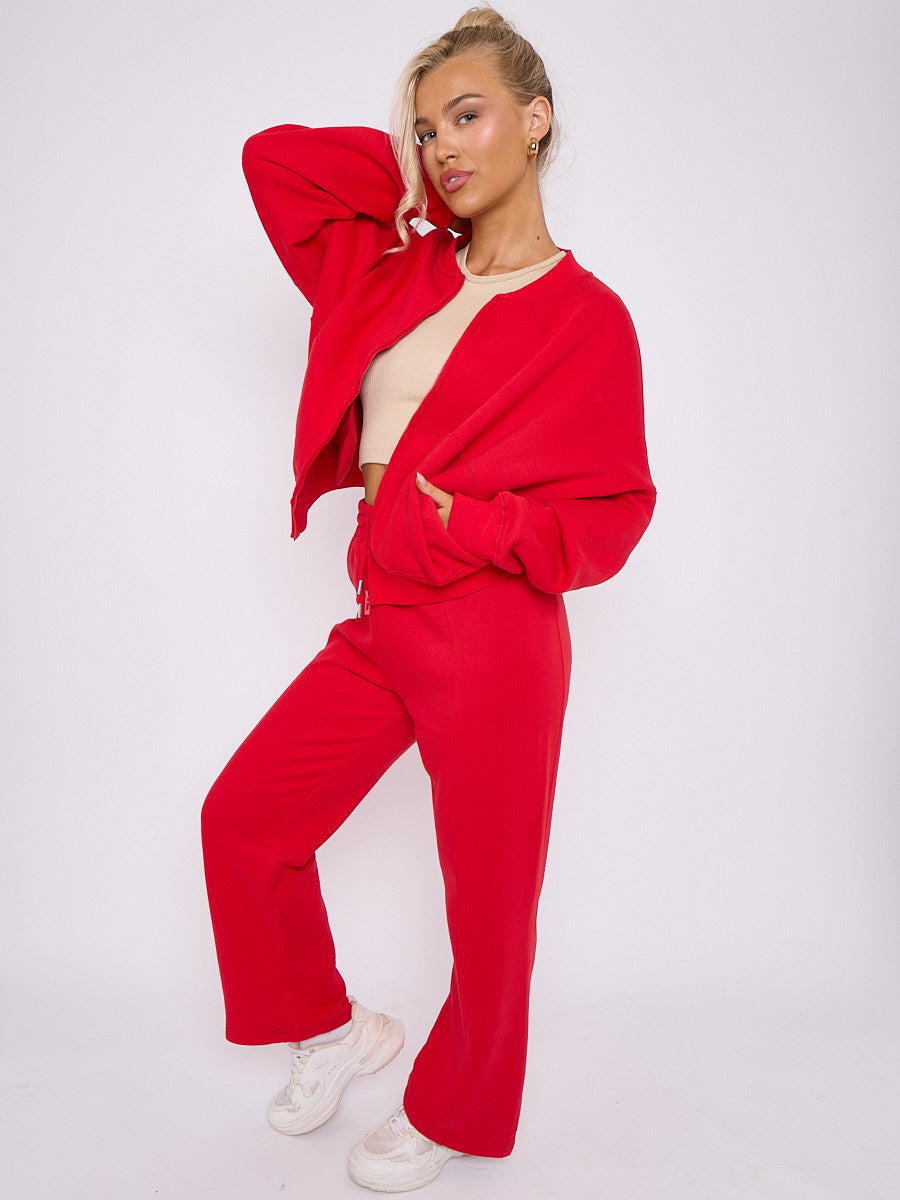 Oversized Bomber Style Fleece Zipper Co-ord