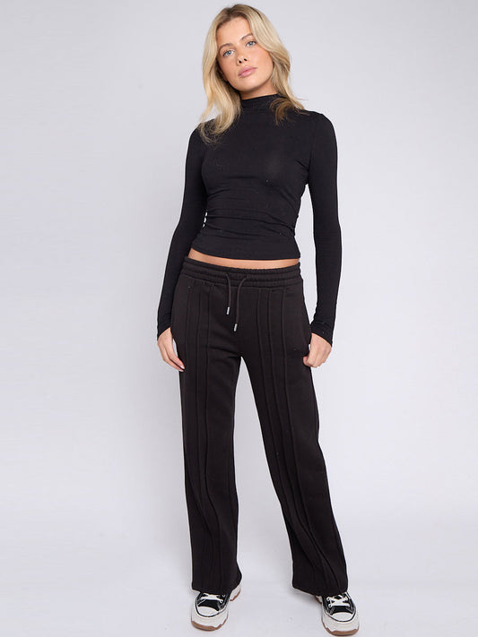 3 Seam Detail Wide Leg Fleece Joggers