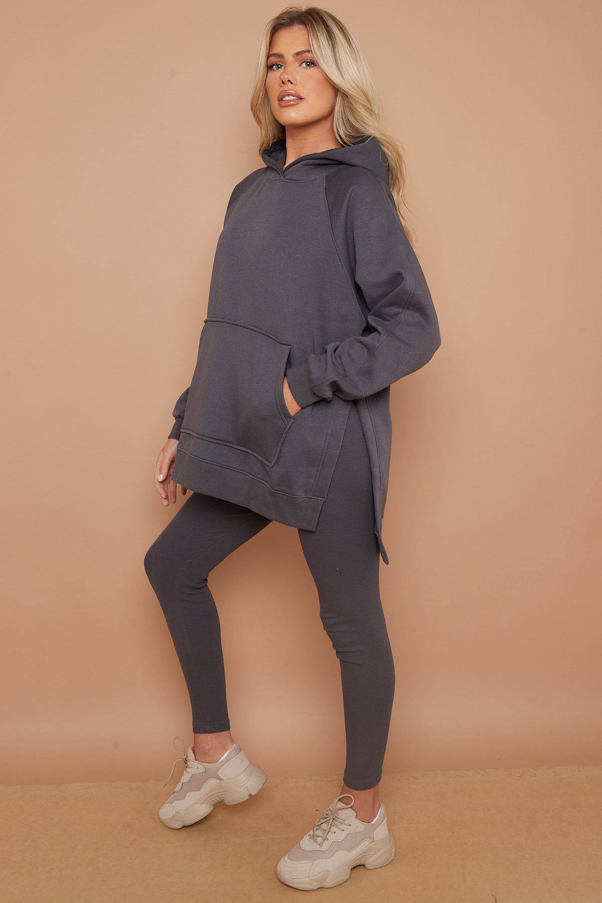 Oversized Split Sides Hoodie & Ribbed Leggings Co-ord