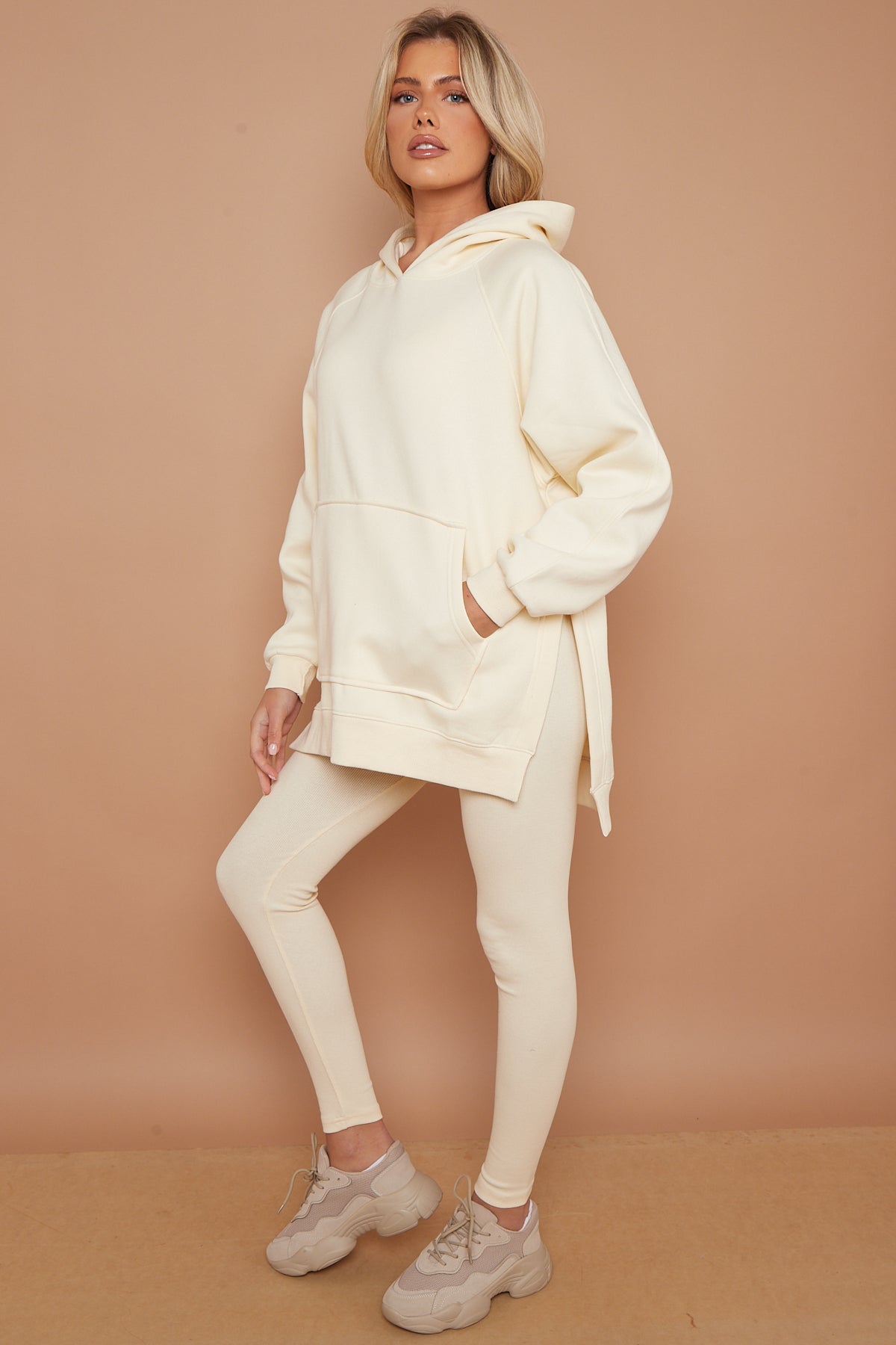Oversized Split Sides Hoodie & Ribbed Leggings Co-ord